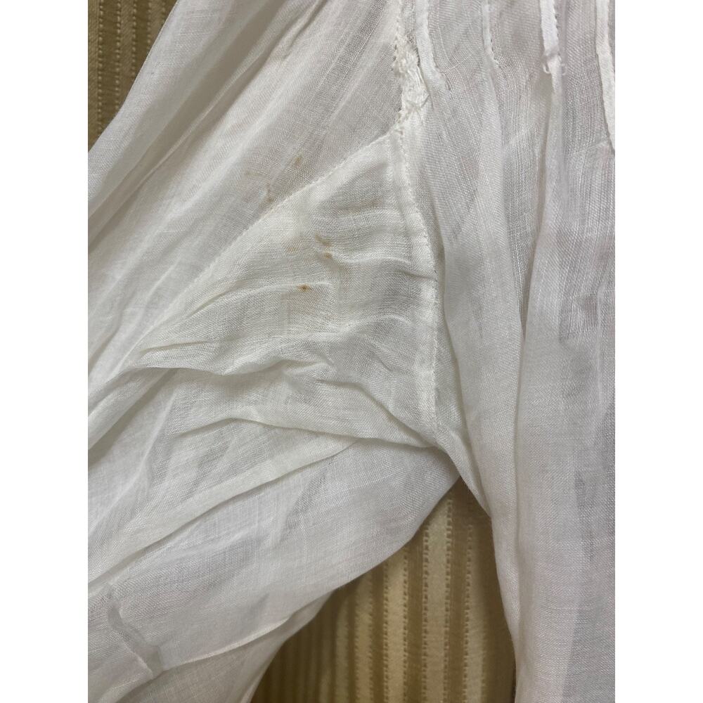 Antique Edwardian White Cotton Floral Embroidered Blouse with long sleeves - Picture 10 of 16